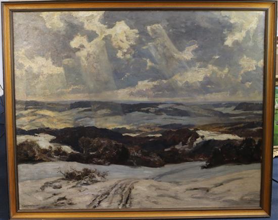 Sir Herbert Hughes Stanton(1870-1937) Winter landscape 40.5 x 50in.